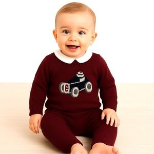 NWT Edgehill Collection baby boy’s long sleeve flutter collar sweater pants set